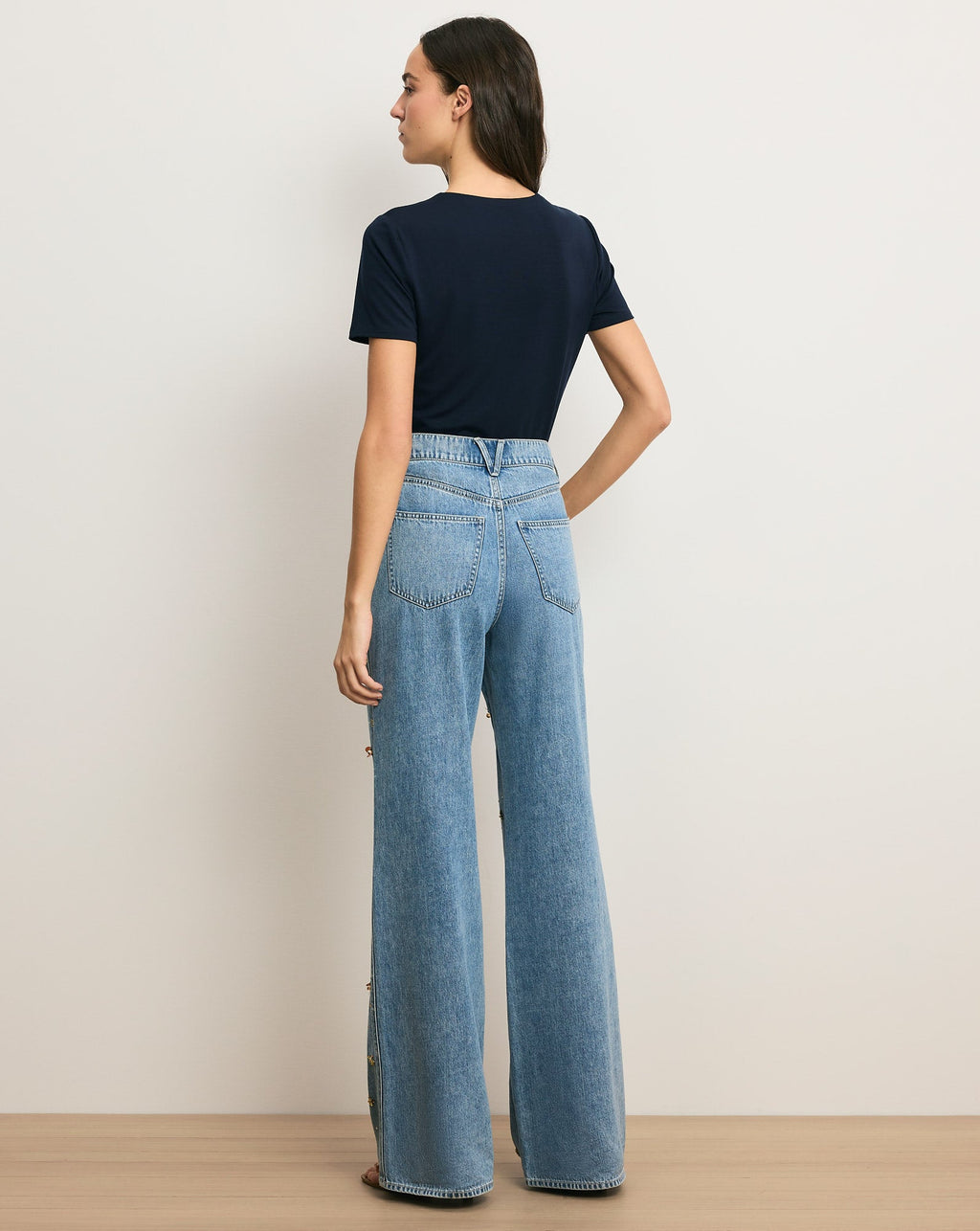 Kasey Embellished Wide-Leg Jean