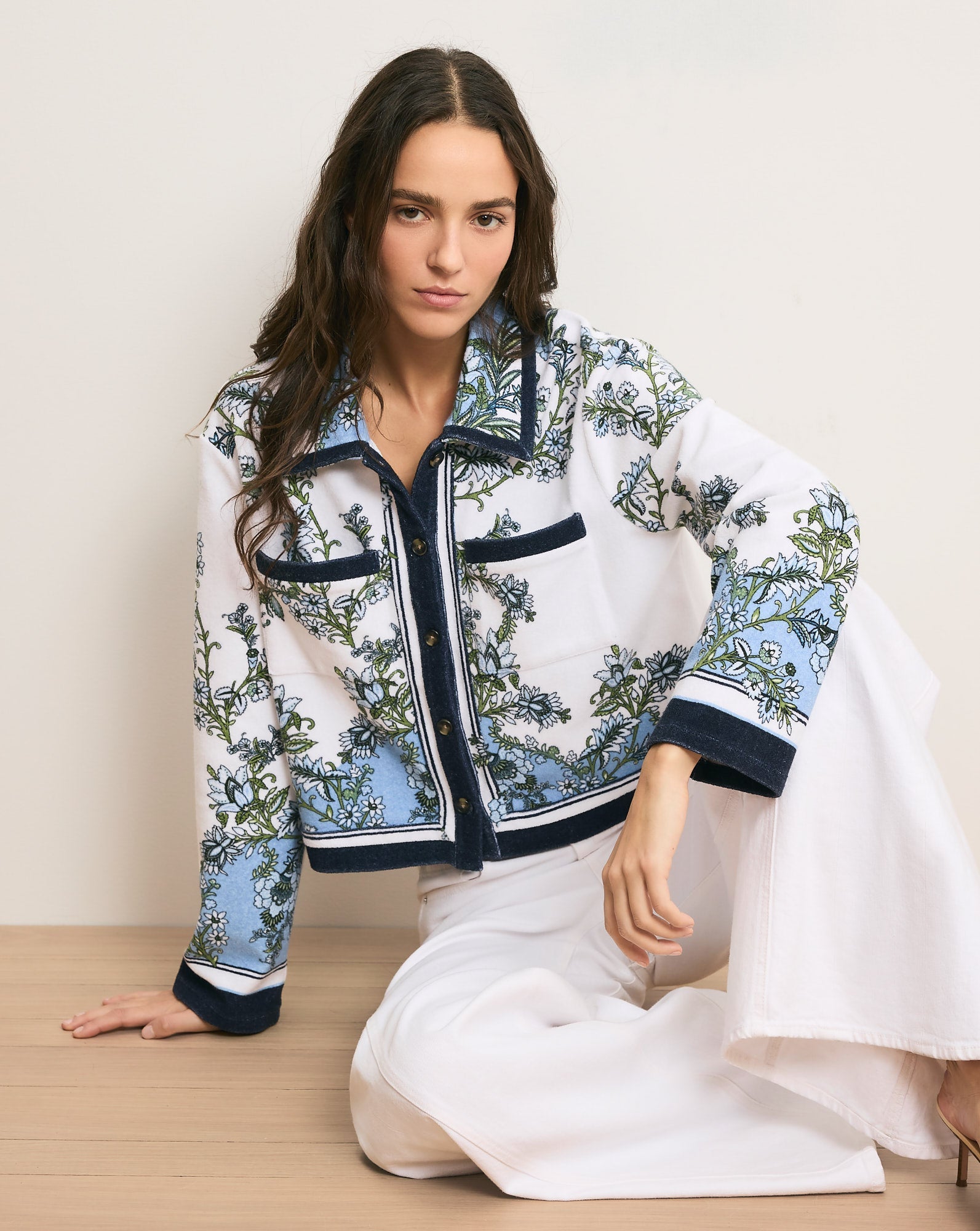 Novelle Terry Button-Down Shirt