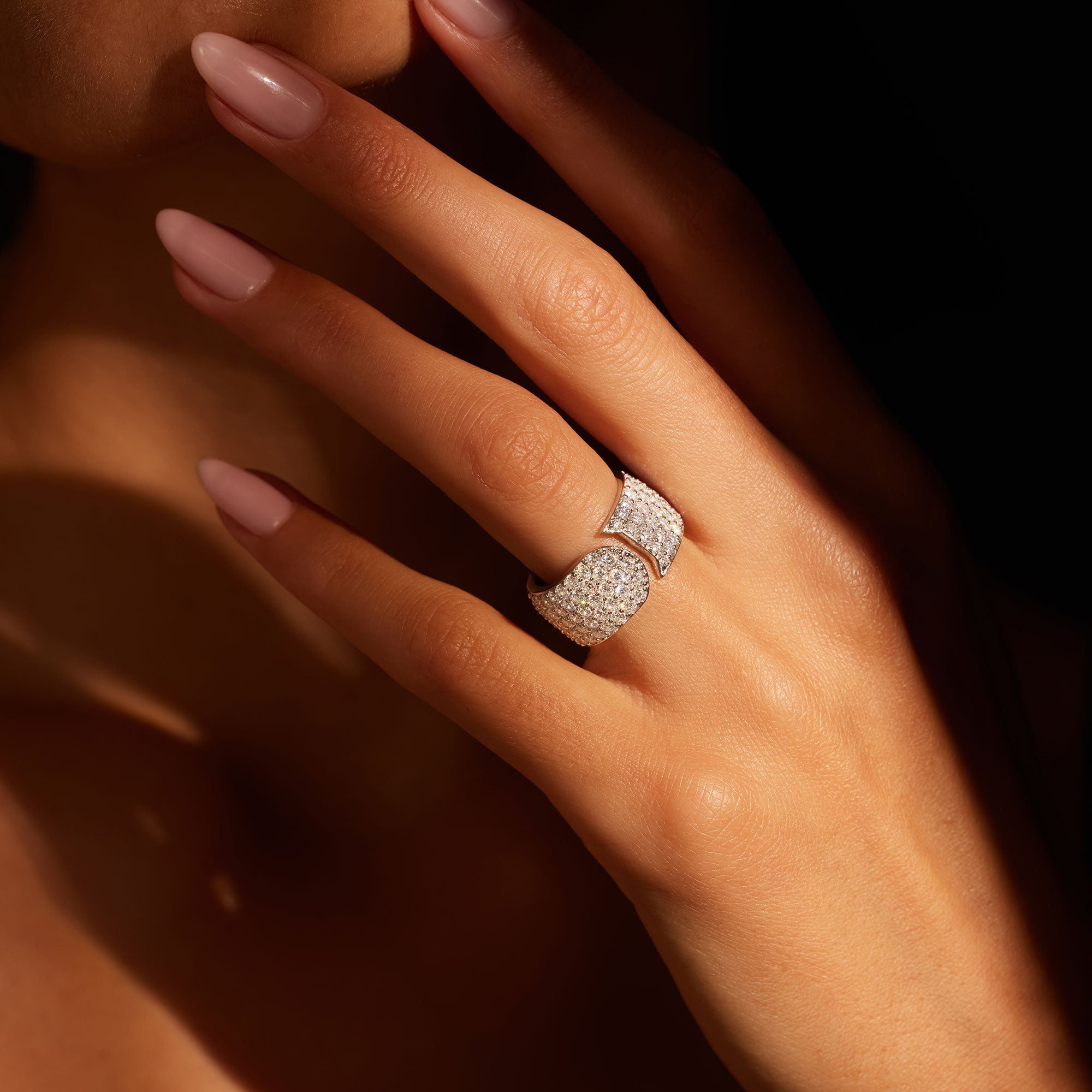 Dousset Quarter Round Pavé Wrap Ring