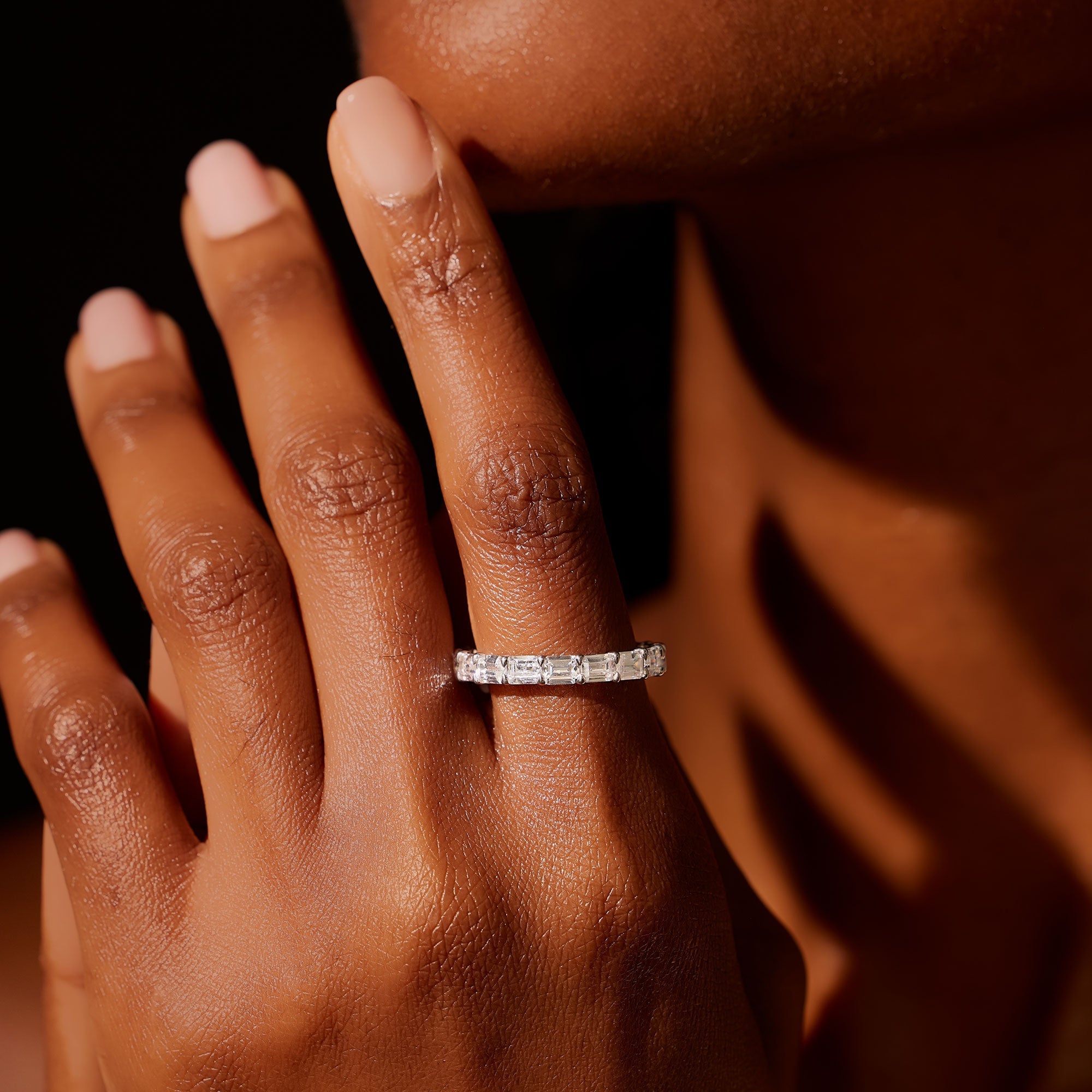 Olivia East-West Emerald Lab Diamond Eternity Band