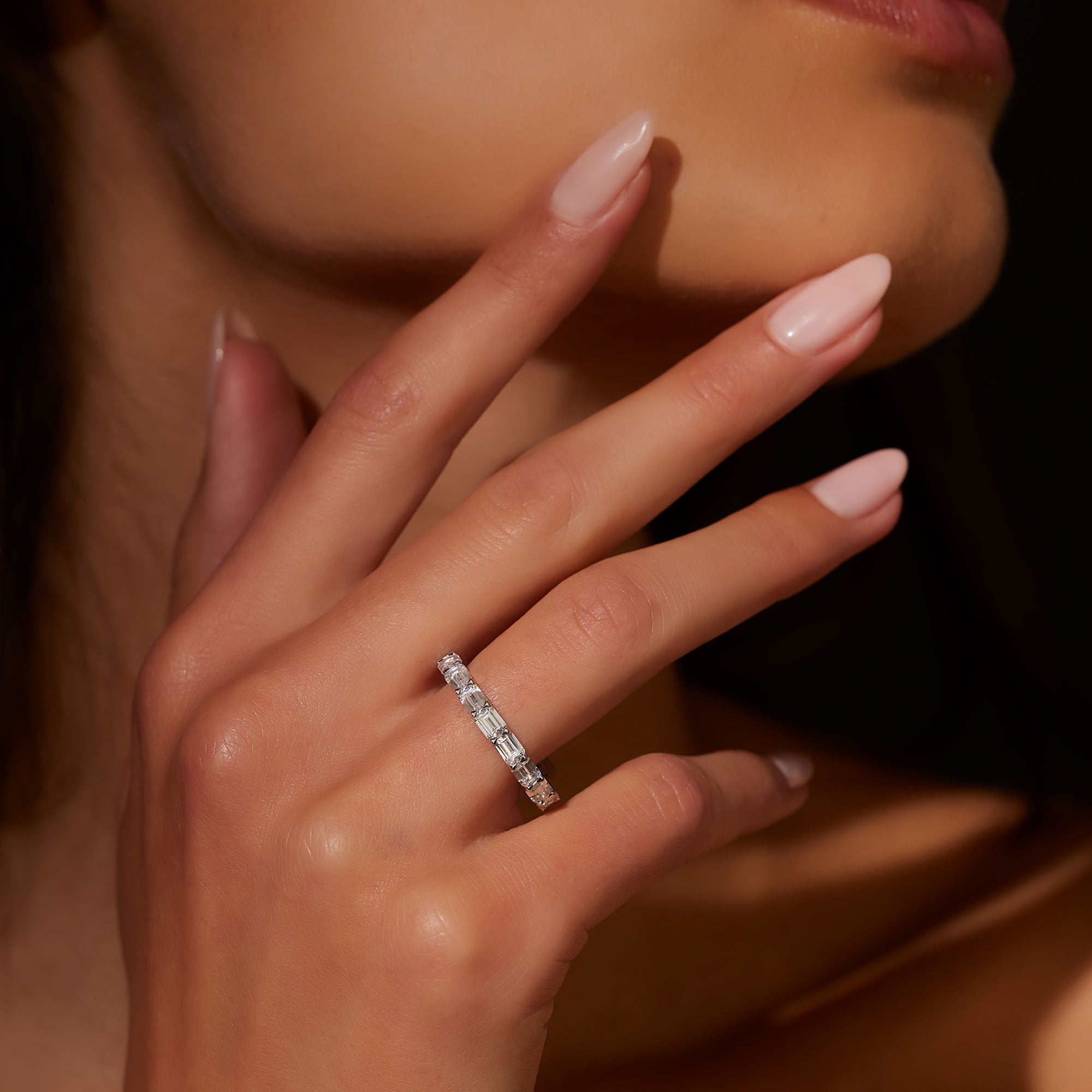 Olivia East-West Emerald Lab Diamond Eternity Band