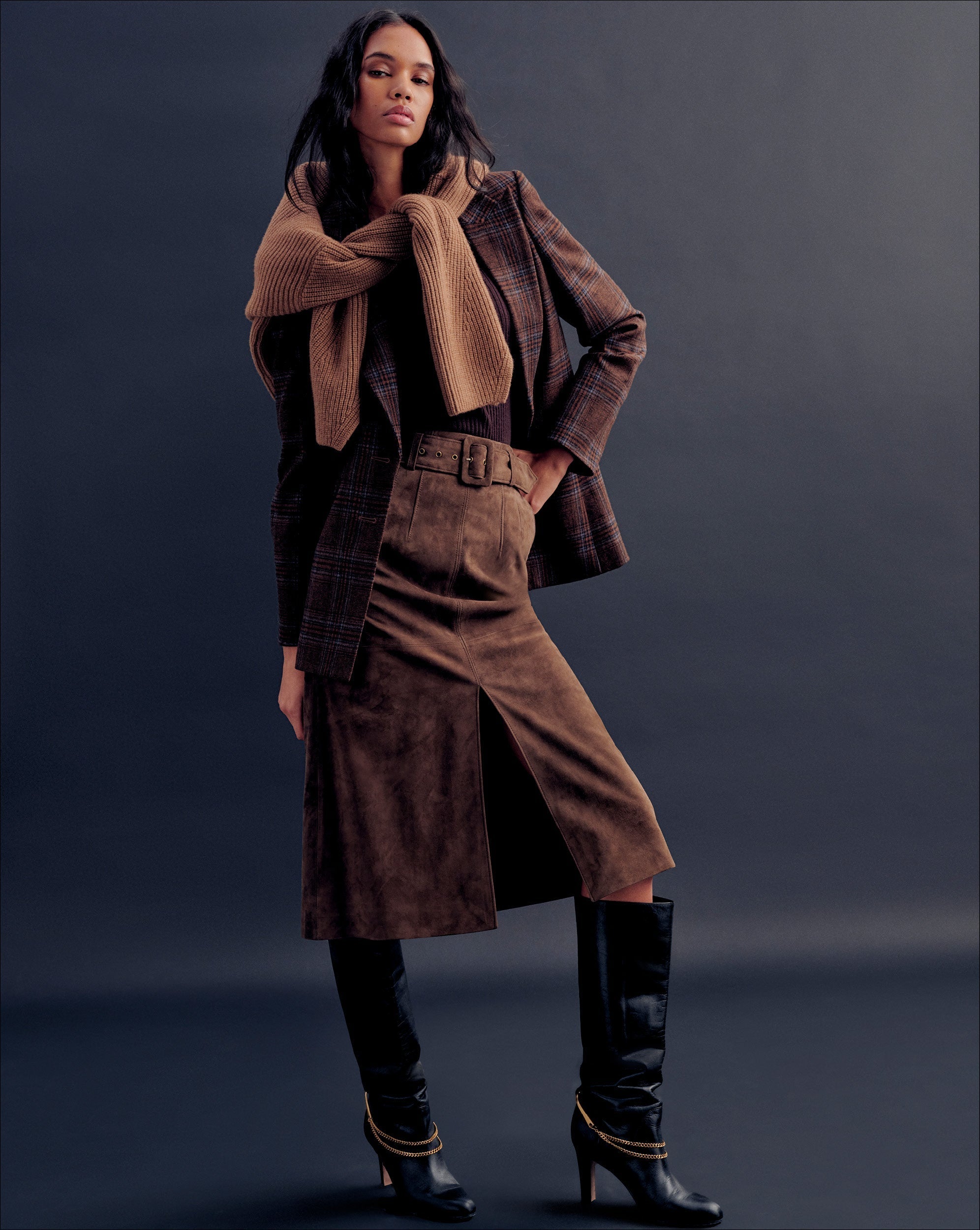 Alexie Suede Midi Skirt