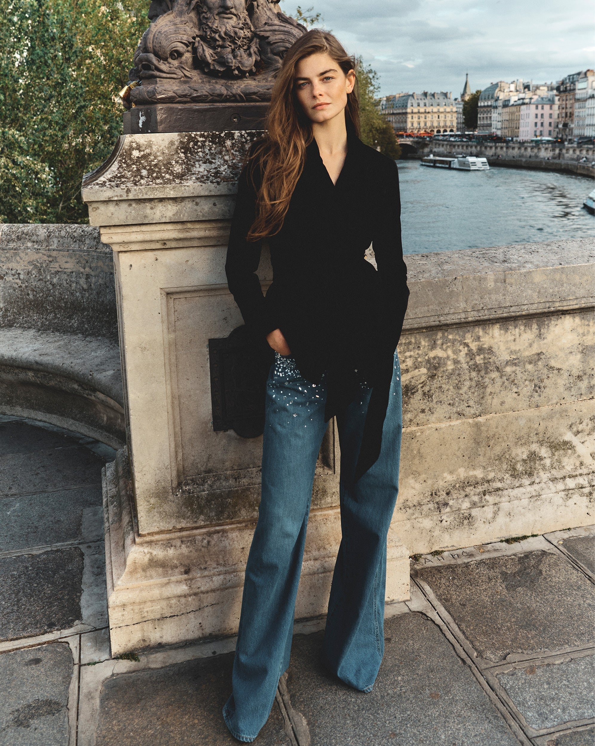 Kasey Crystal Wide-Leg Jean