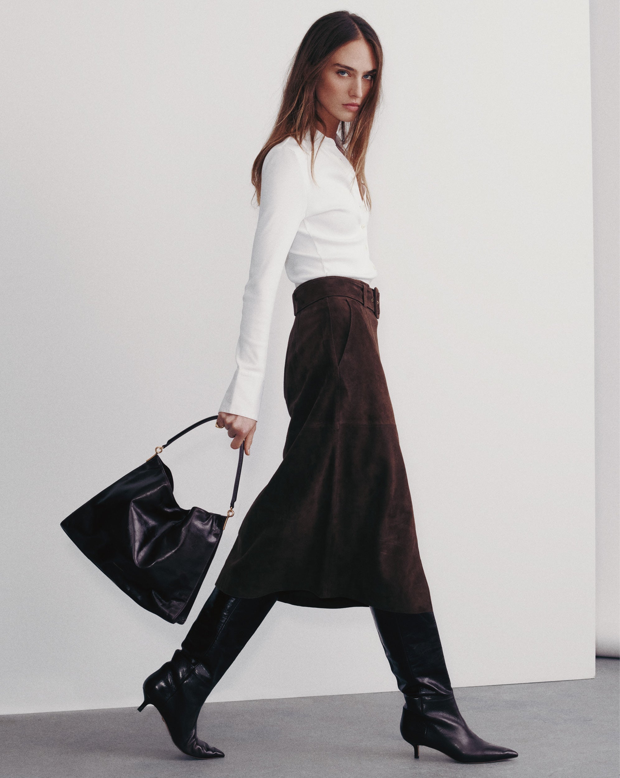 Alexie Suede Midi Skirt