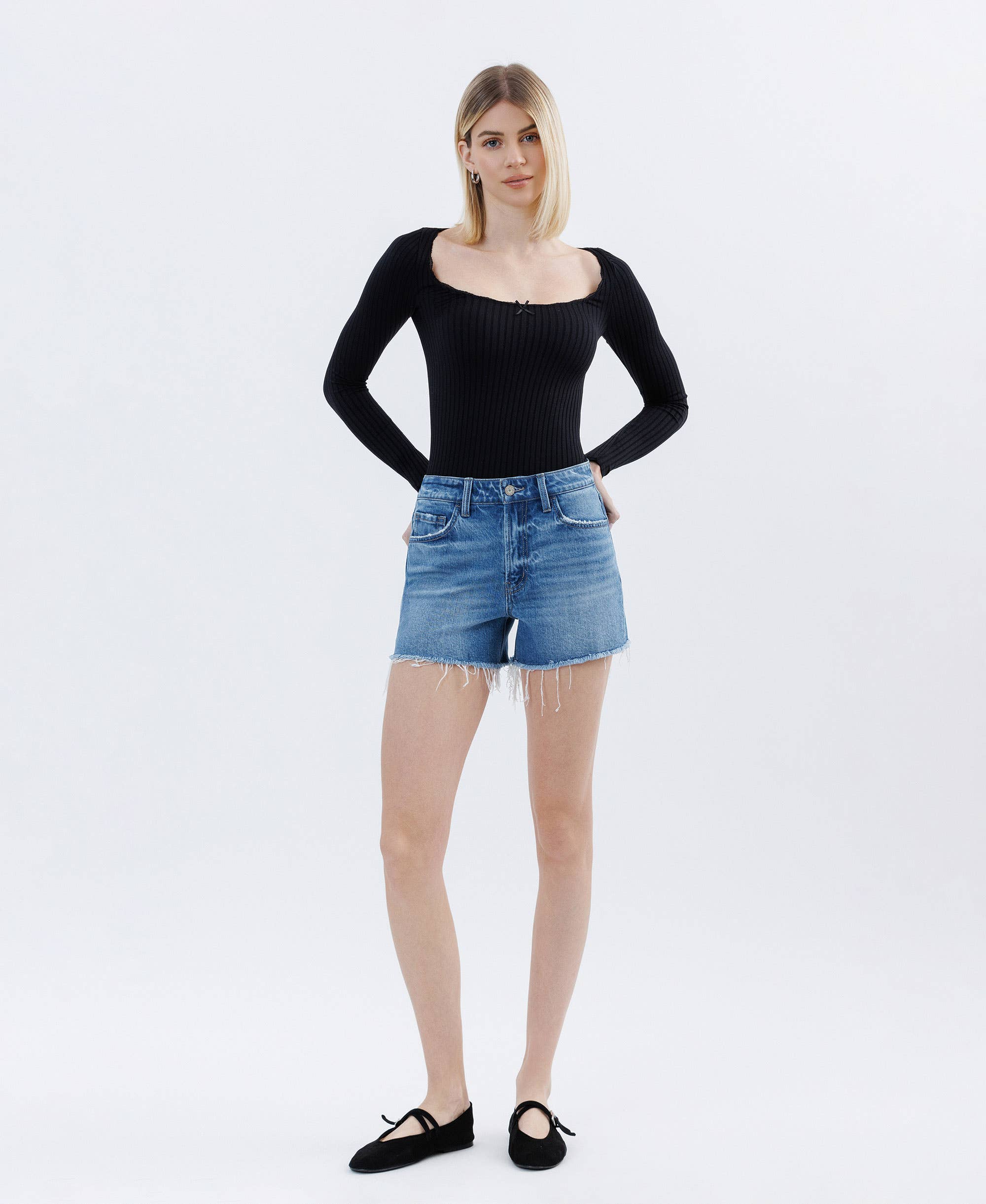 Rebecca Raw Hem Denim Shorts