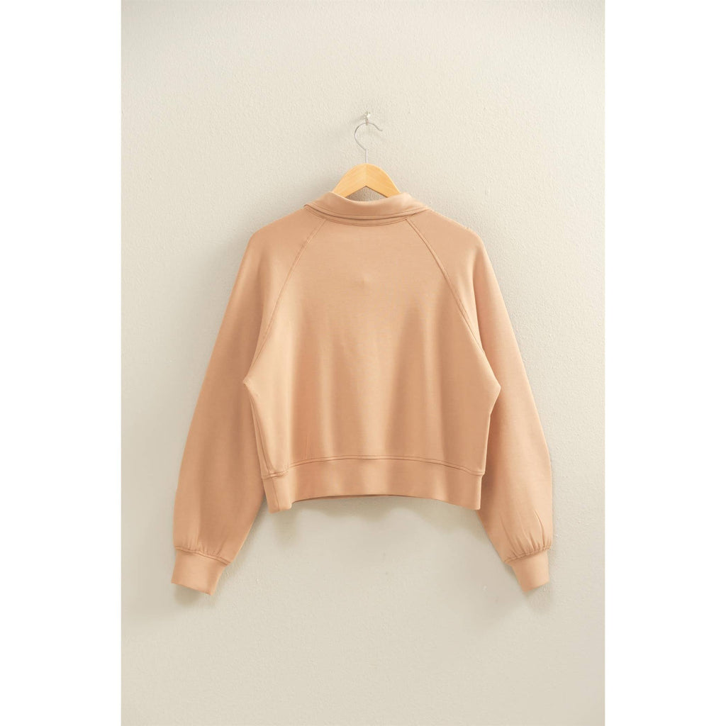 Scuba Half Zip-Up High Neck Collar Sweatshirt