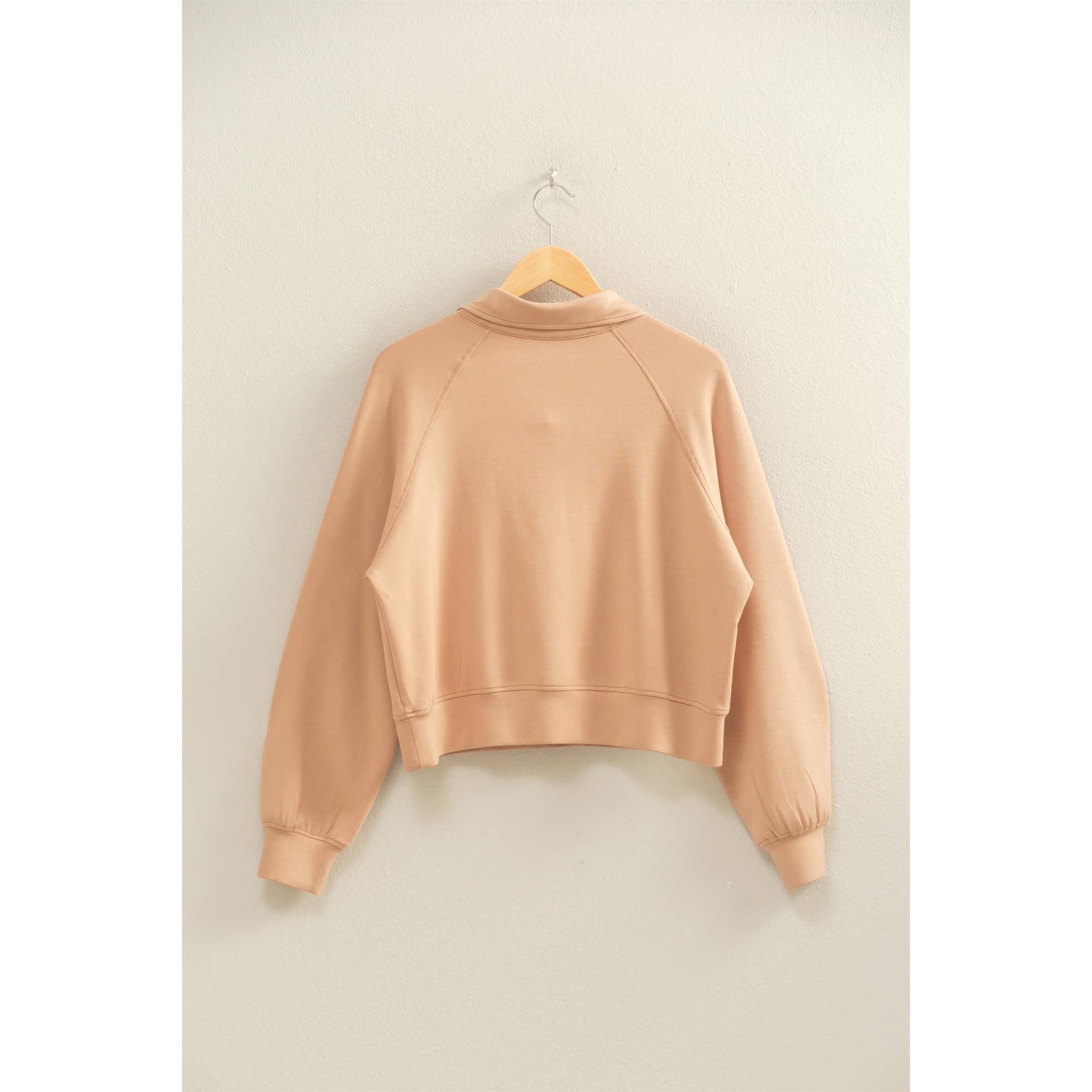 Scuba Half Zip-Up High Neck Collar Sweatshirt