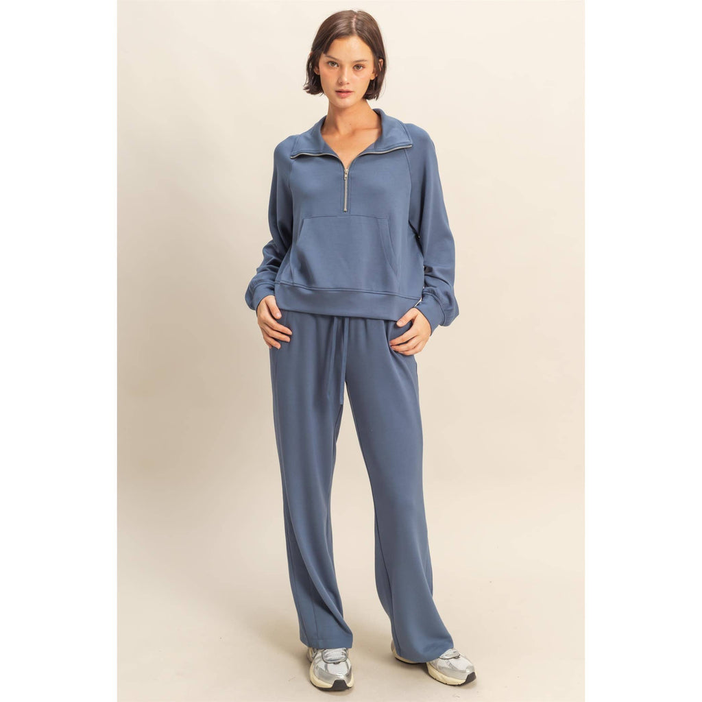 Scuba Half Zip-Up High Neck Collar Sweatshirt