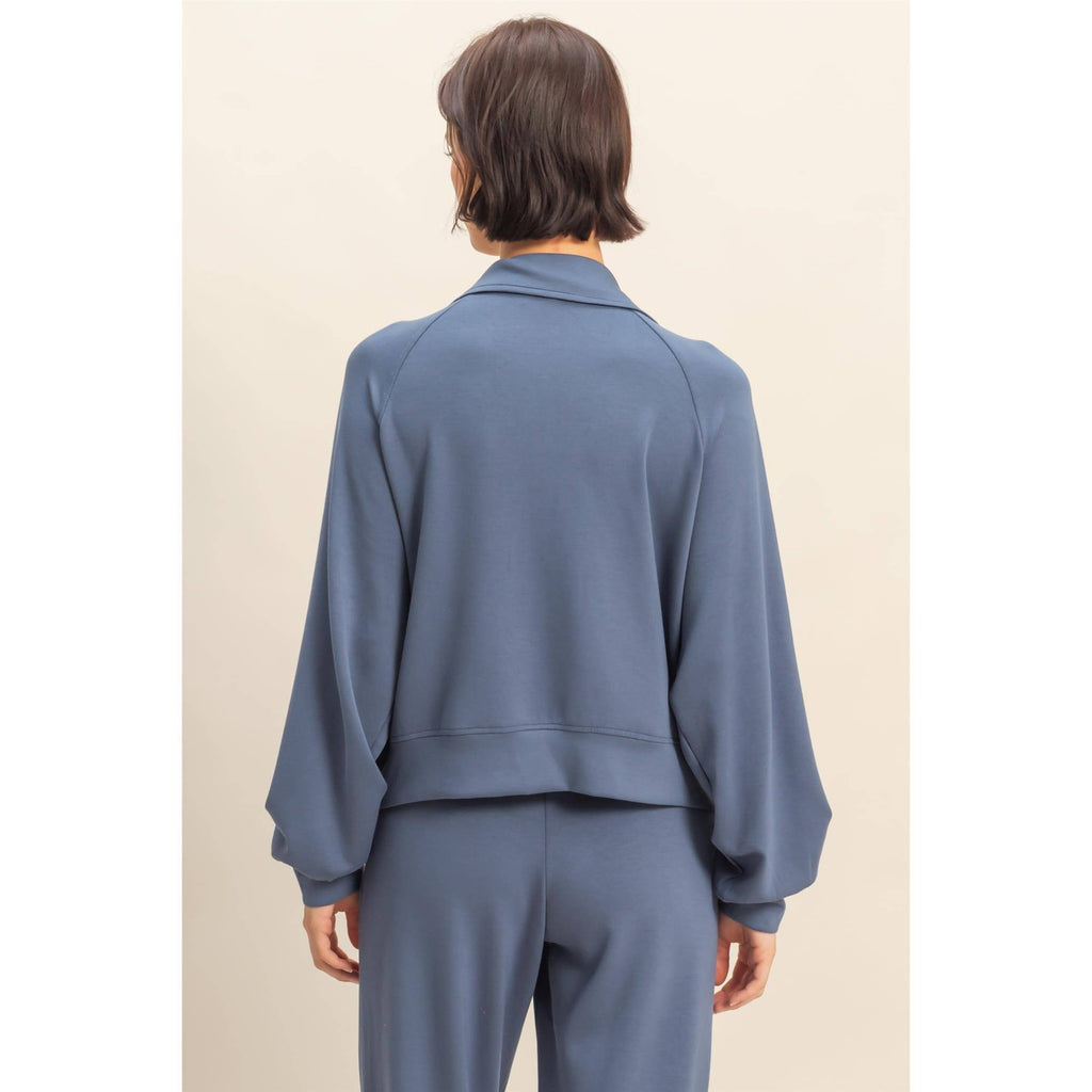 Scuba Half Zip-Up High Neck Collar Sweatshirt