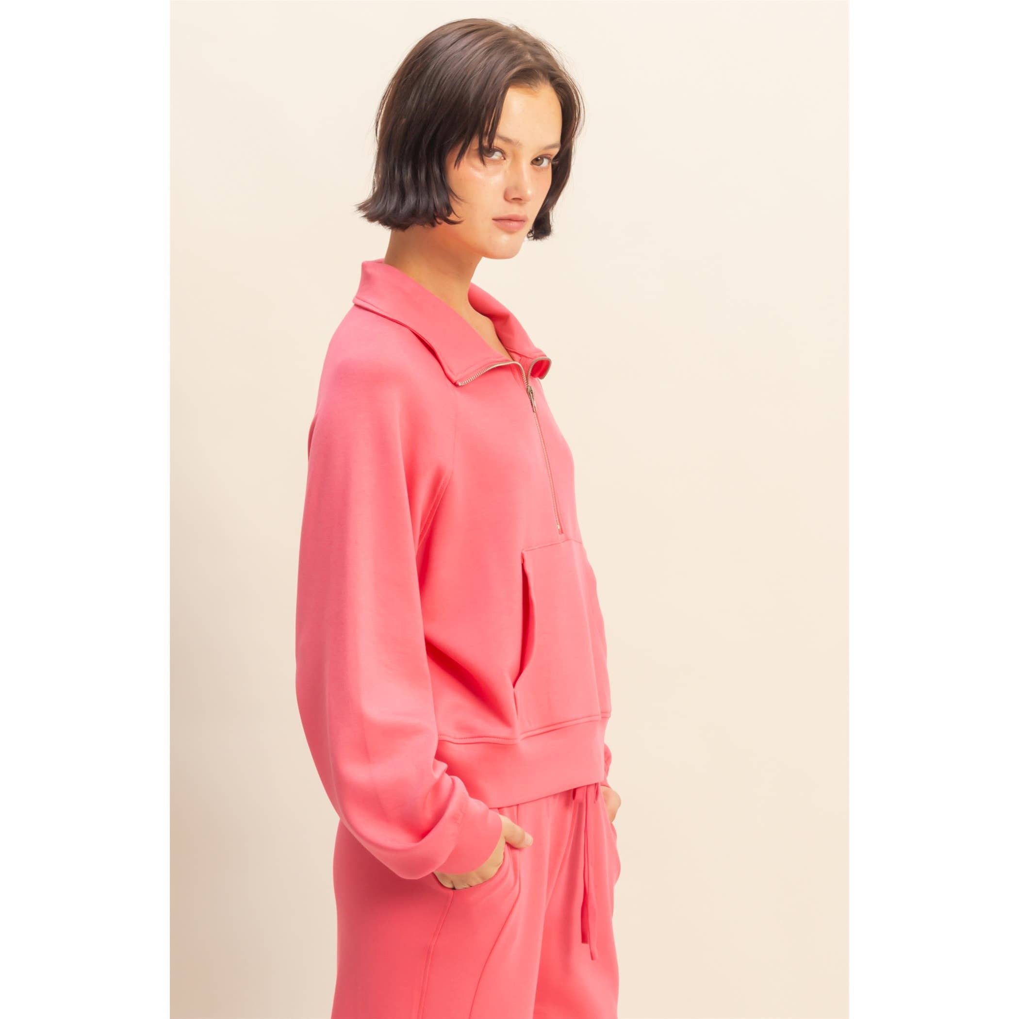 Scuba Half Zip-Up High Neck Collar Sweatshirt