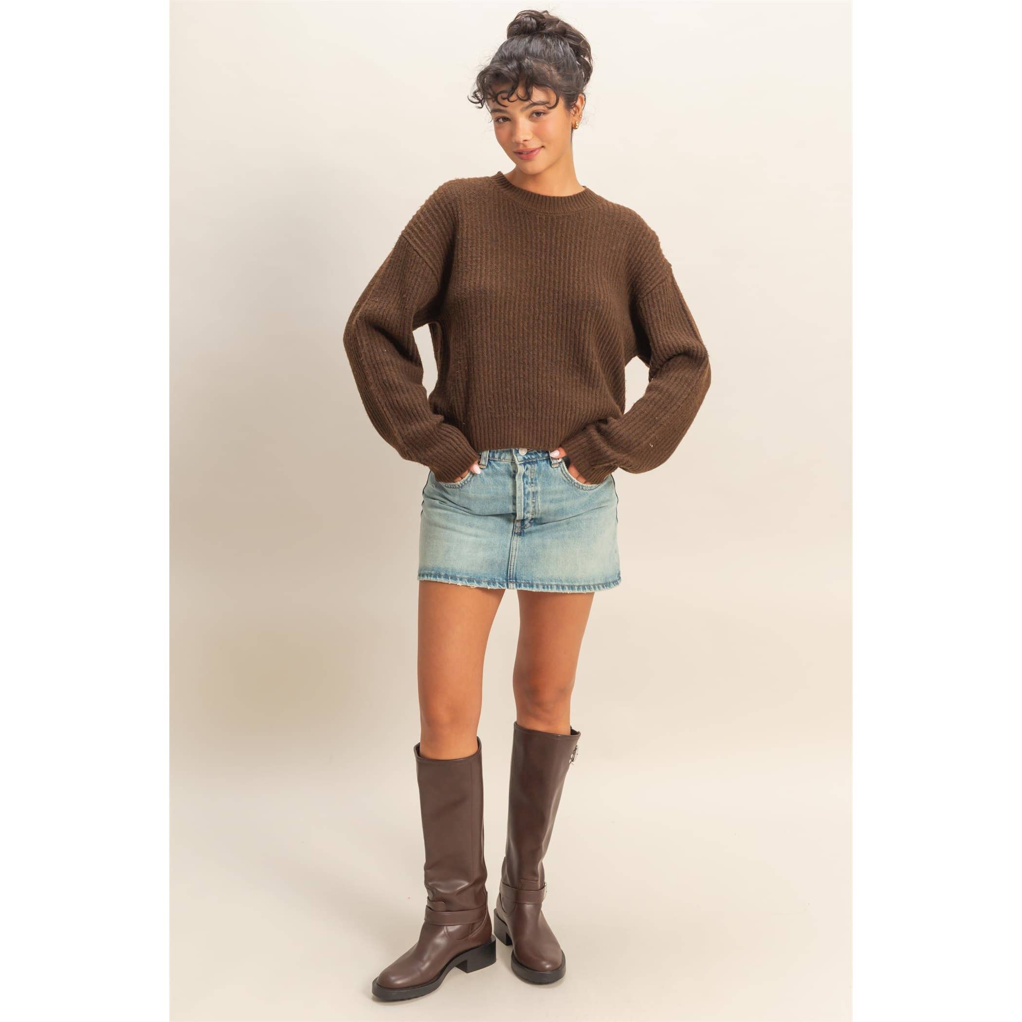 Brae Ribbed Crew Neck Sweater