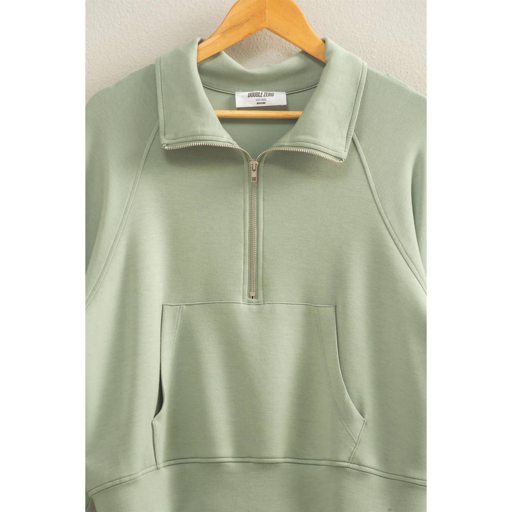 Scuba Half Zip-Up High Neck Collar Sweatshirt
