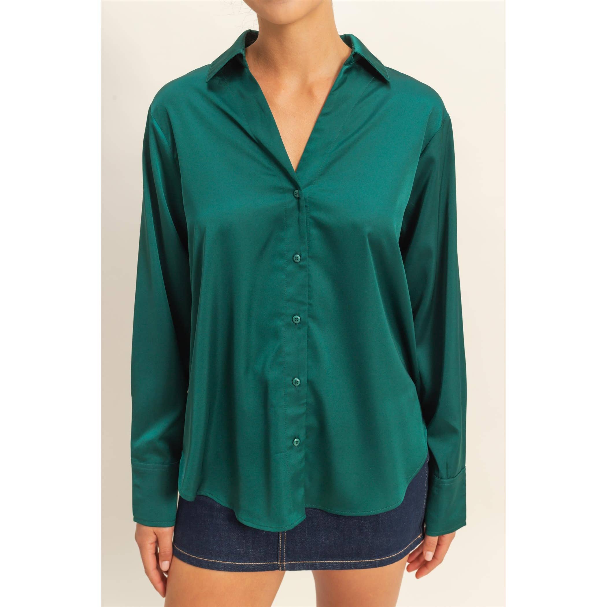 Ivy Button-Up Satin Shirt