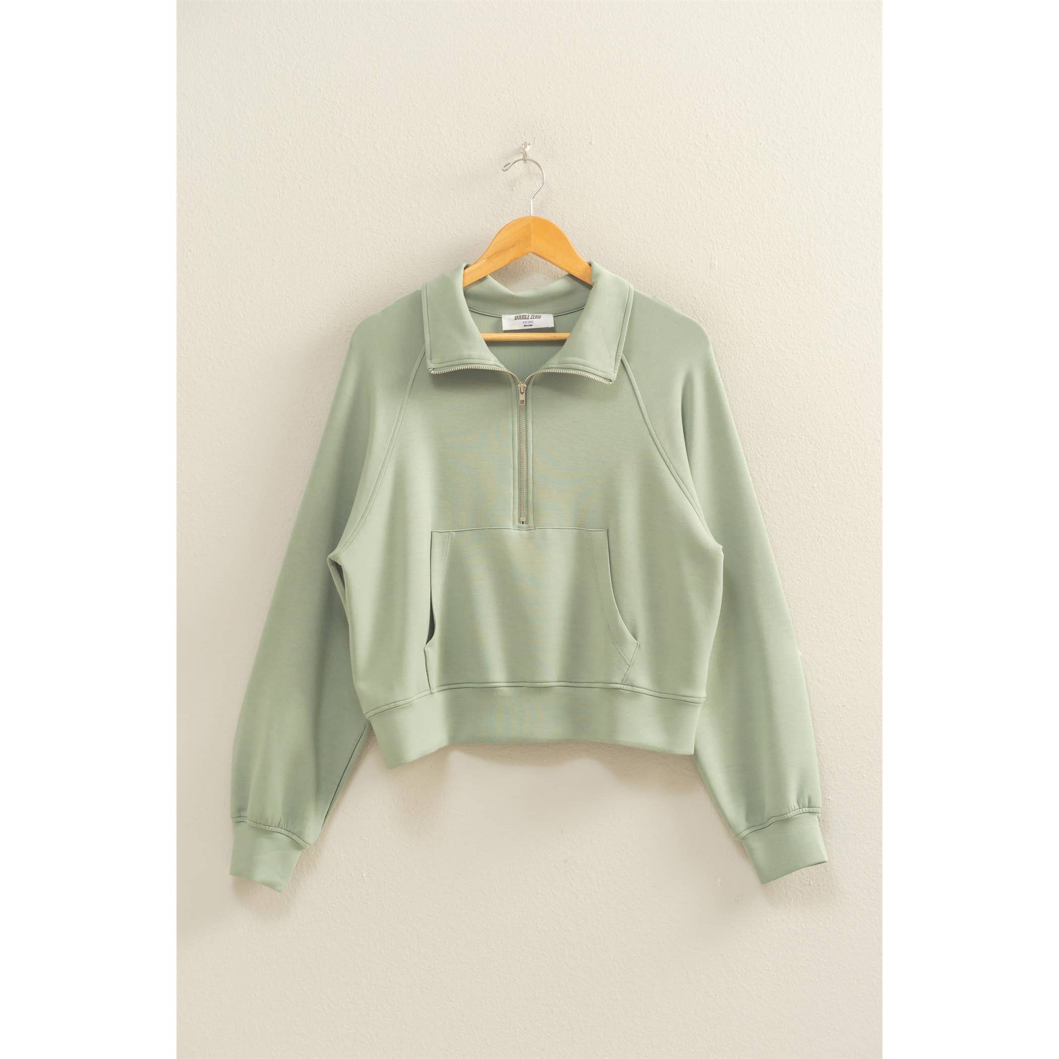 Scuba Half Zip-Up High Neck Collar Sweatshirt