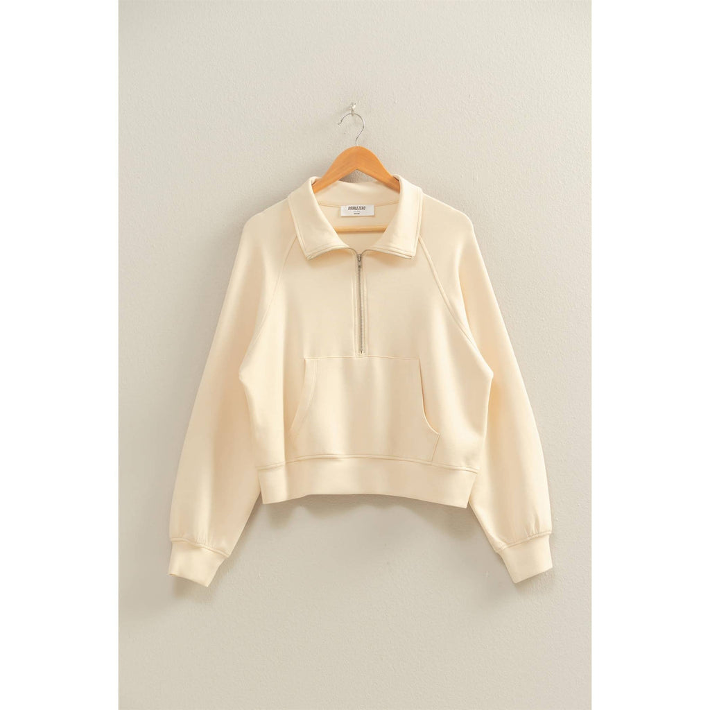 Scuba Half Zip-Up High Neck Collar Sweatshirt