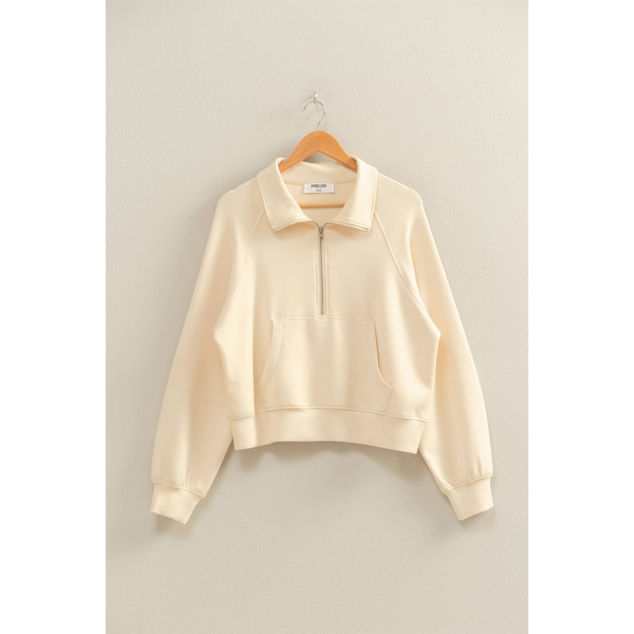 Scuba Half Zip-Up High Neck Collar Sweatshirt